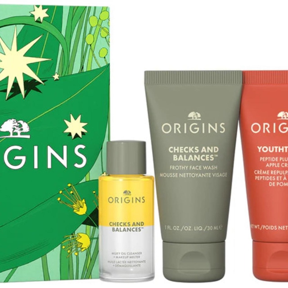 Origins Holiday Cleanse & Glow Essentials Skincare Gift Set 4 Piece Travel Size